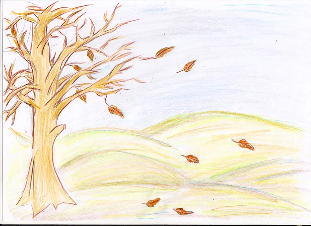 Рисунок осень карандашом