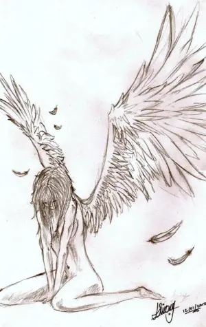 Рисунок падшего ангела карандашом