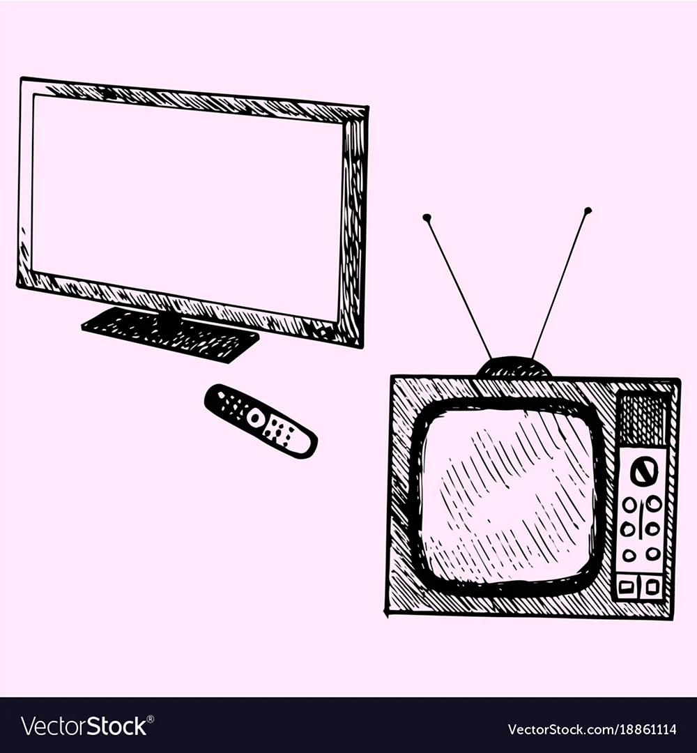 Рисунок старого и нового телевизора