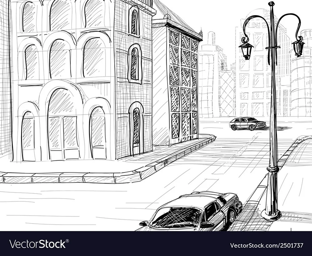 Рисунок улица современного города легкий