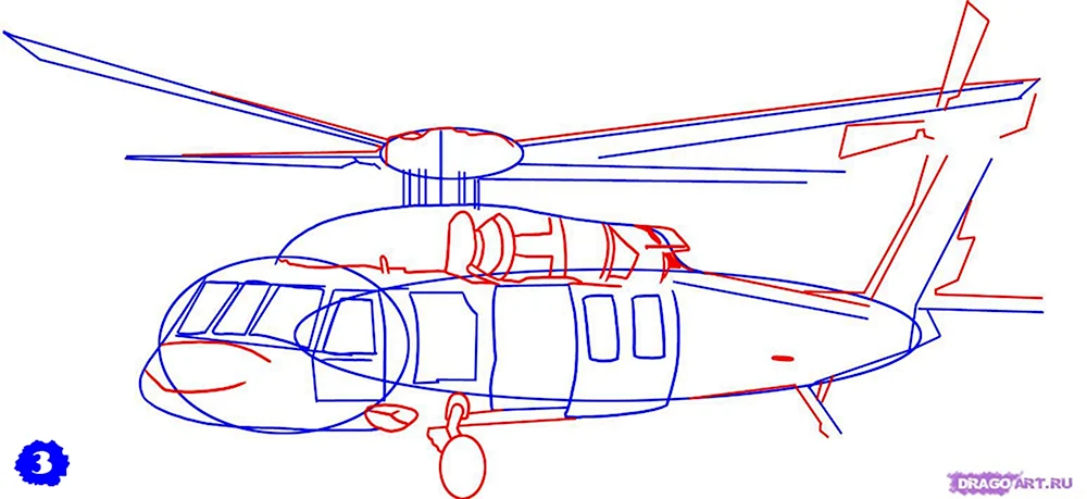 Рисунок вертолета для детей карандашом