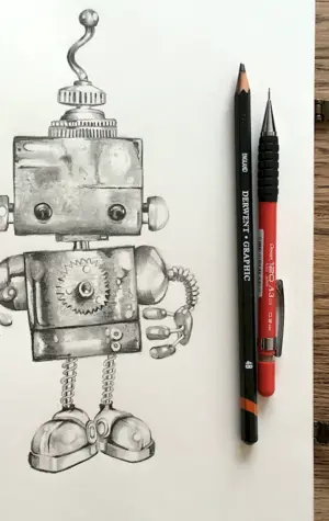 Роботы карандашный скетч