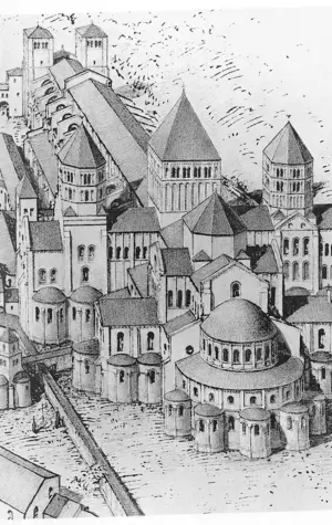 Романский собор в средневековом городе