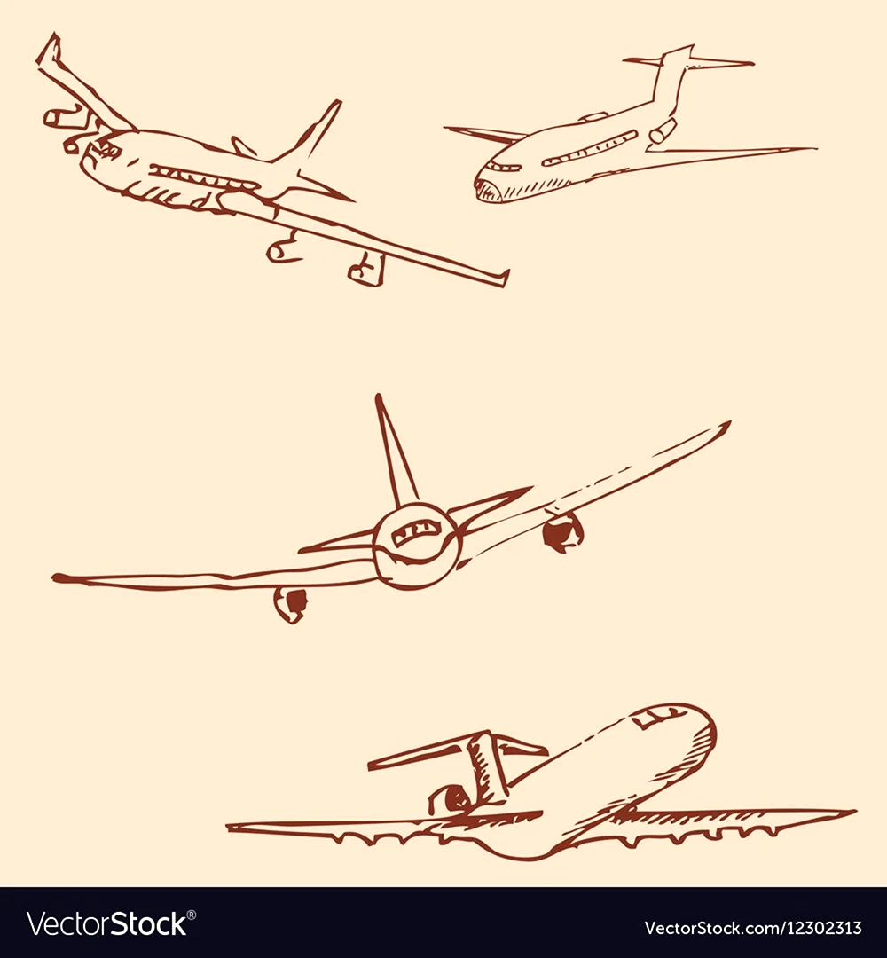 Самолет спереди рисунок