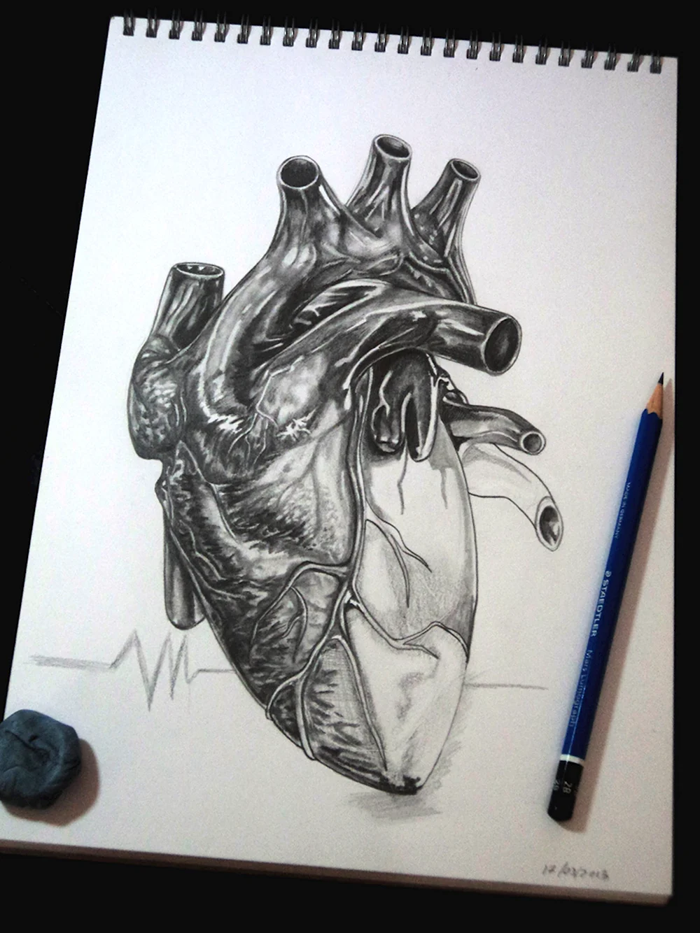 Сердце человека карандашом