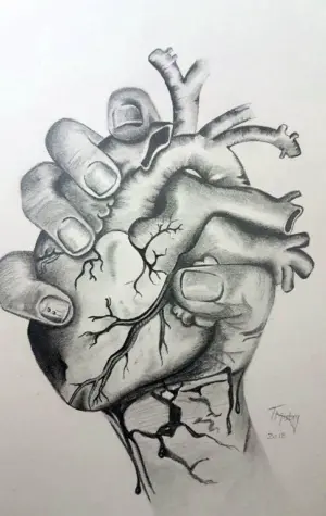 Сердце в руках карандашом