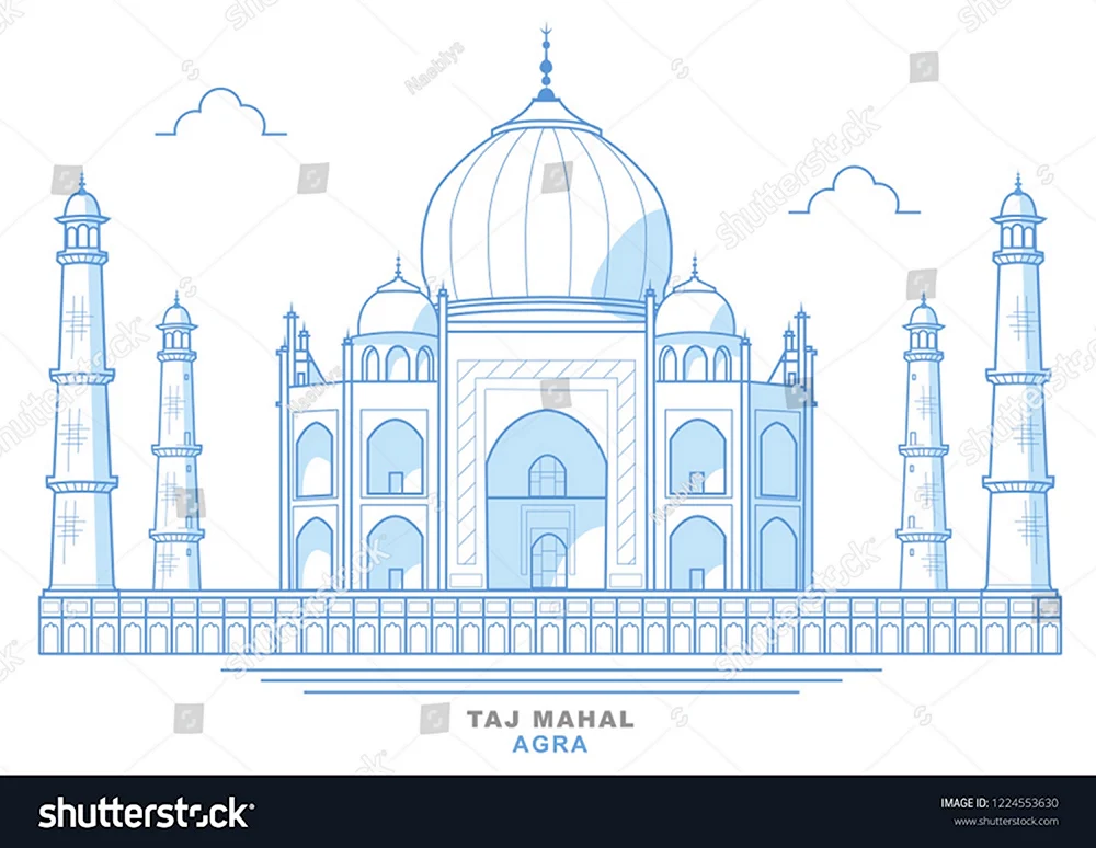 Силуэт мавзолей-мечеть Тадж-Махал Агра Индия.