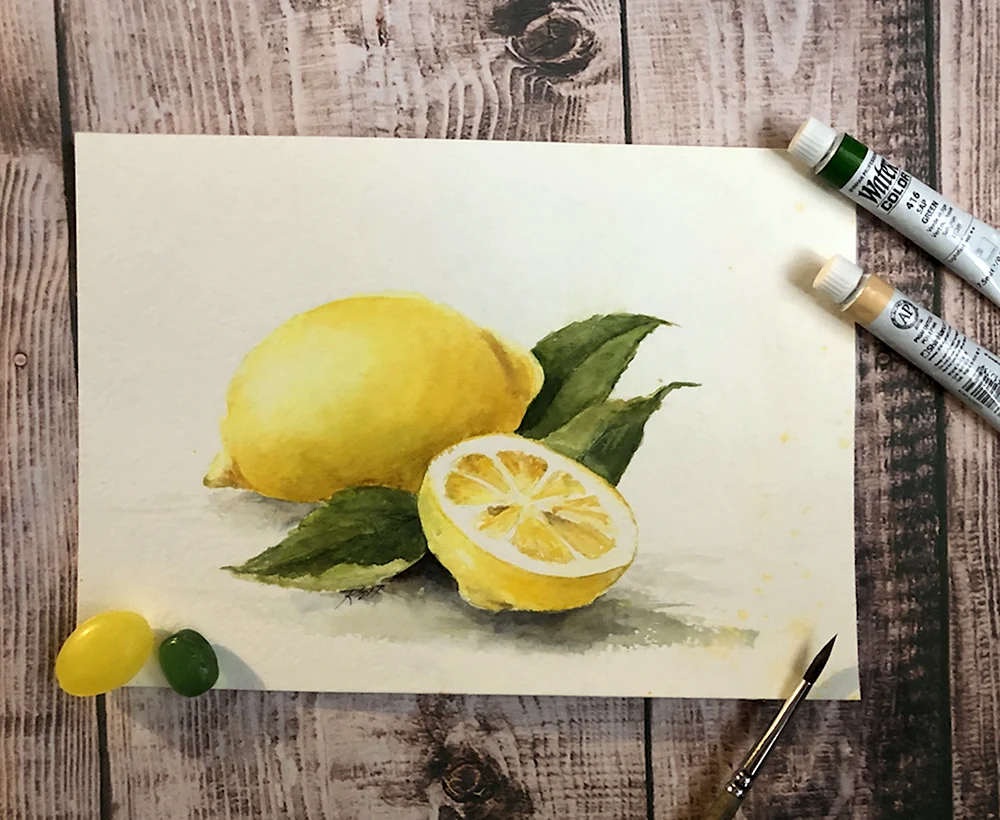 Сицилийский лимон акварель
