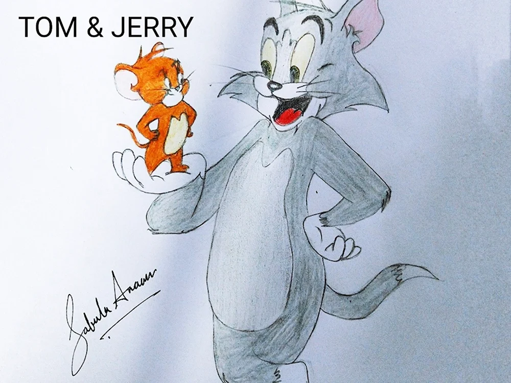 Sketch drawing of Tom and Jerry