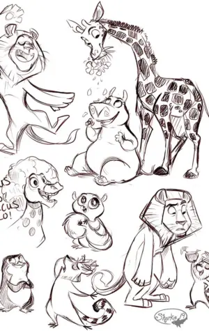 Скетчи персонажей животных