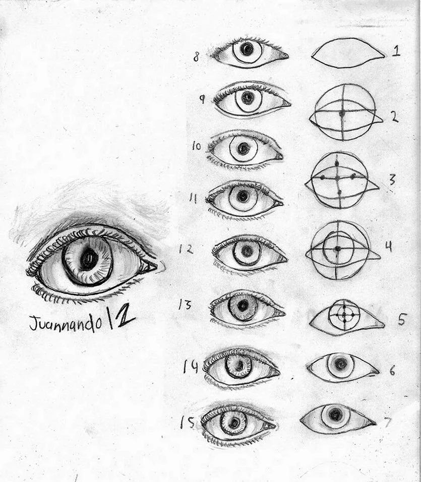 Схема рисования глаз