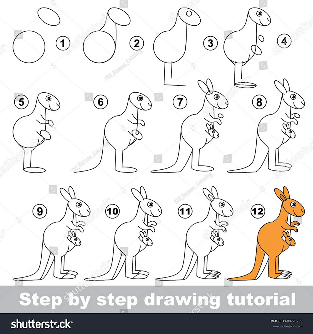Схема рисования кенгуру
