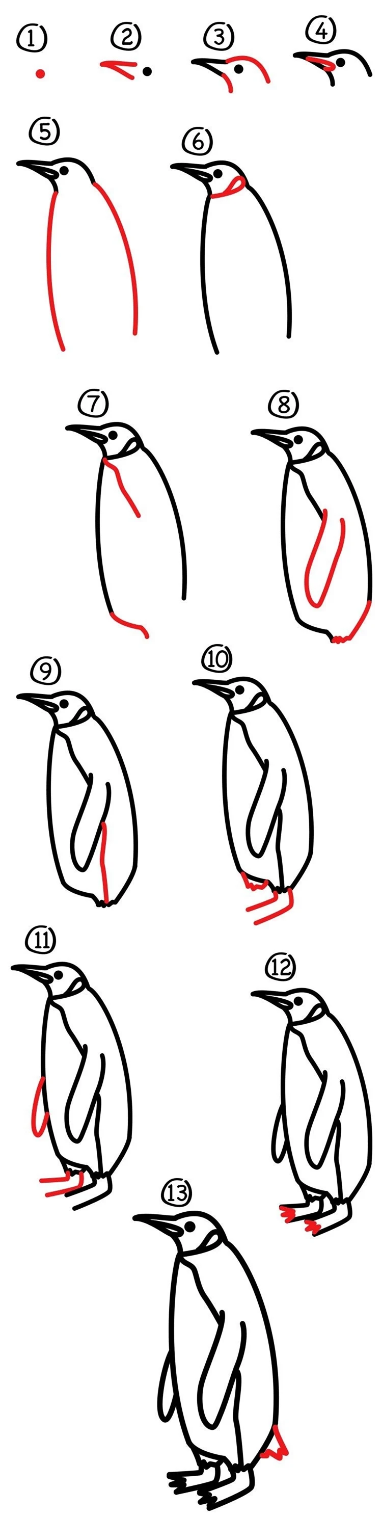 Схема рисования пингвина