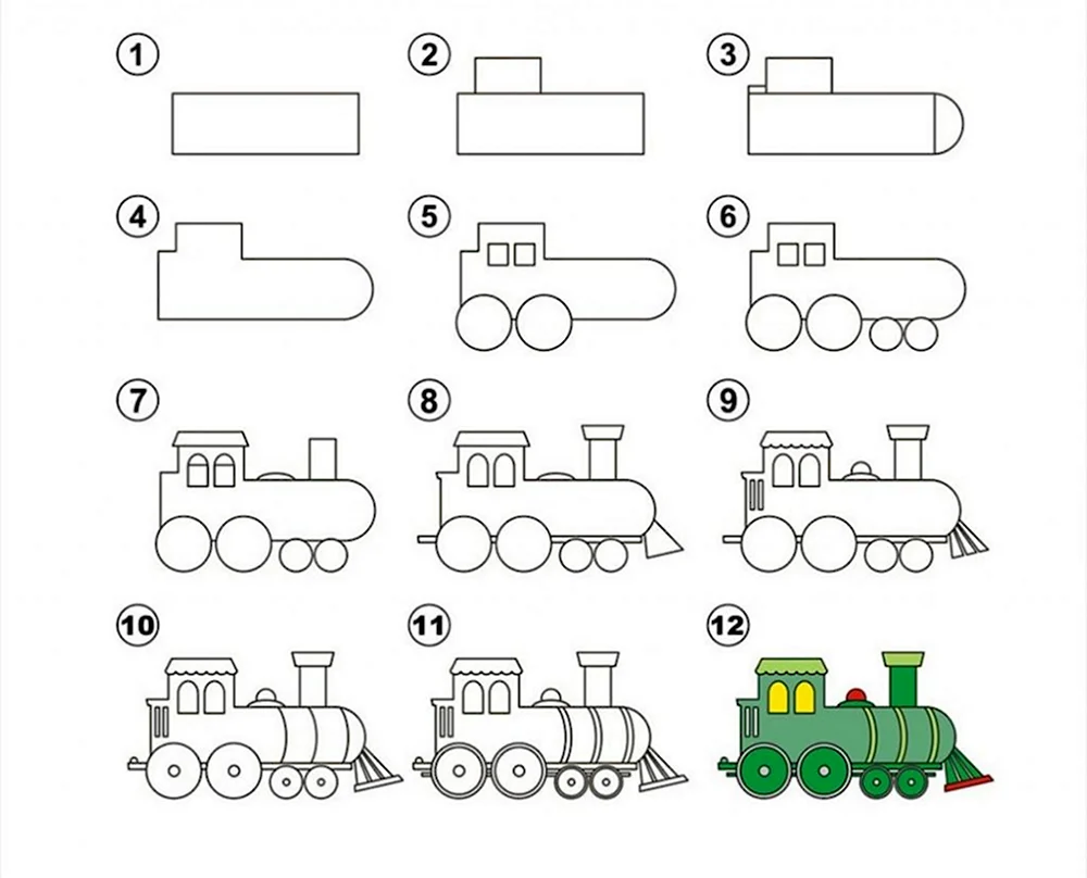 Схема рисования поезда в подготовительной группе