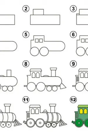Схема рисования поезда в подготовительной группе