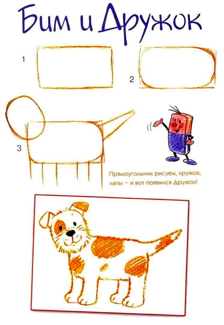 Схема рисования собаки для детей старшей группы
