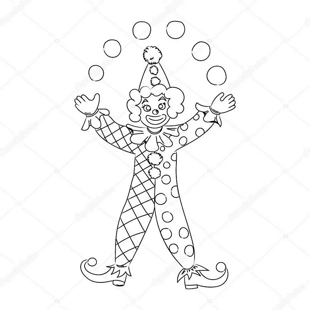 Схема рисунка клоуна для детей