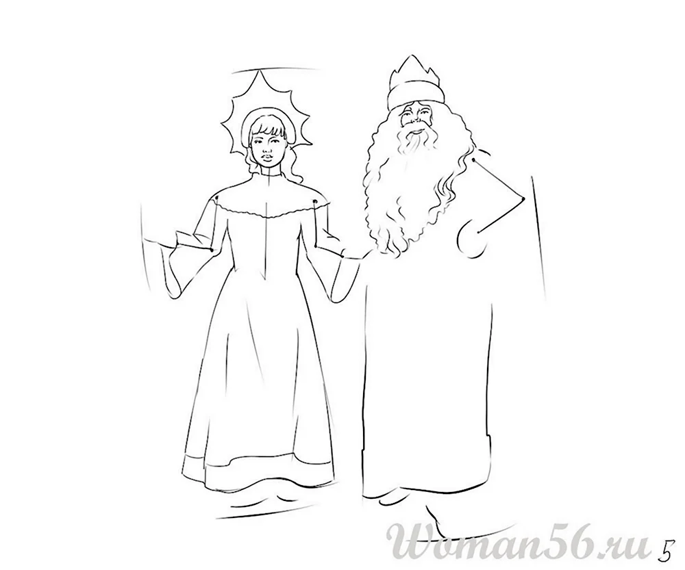 Схемы рисования Деда Мороза и Снегурочки