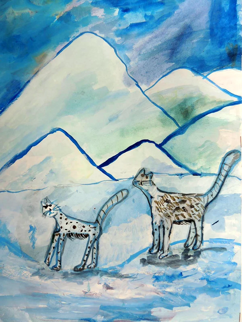 Снежный Барс рисунок для детей