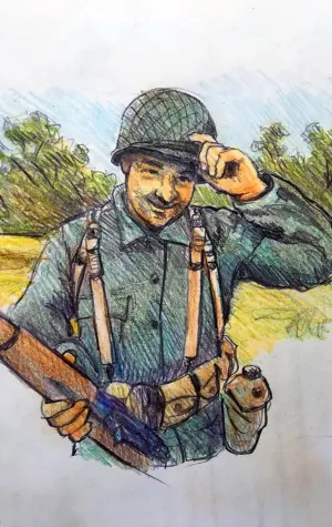 Солдат карандашом цветной