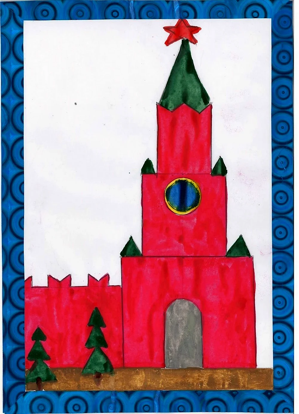 Спасская башня Кремля рисование старшая группа Комарова