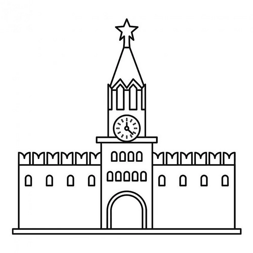 Спасская башня Московского Кремля для раскрашивания детям