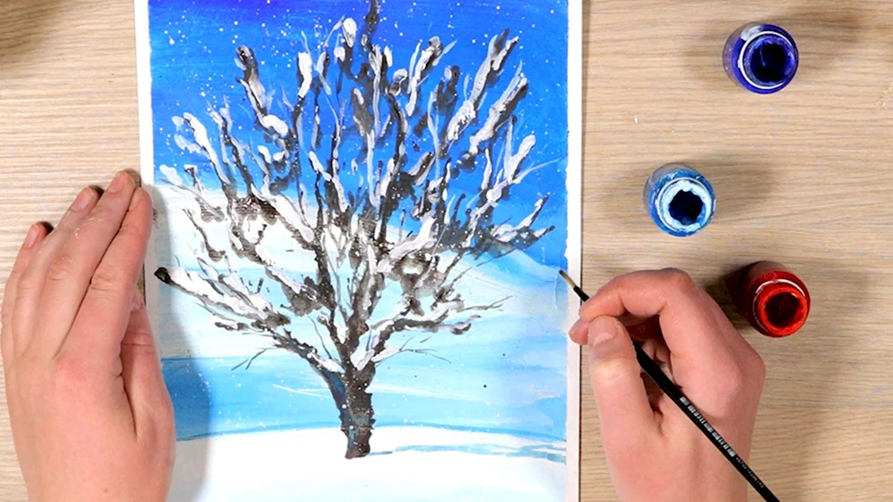 Способ рисования зимних деревьев