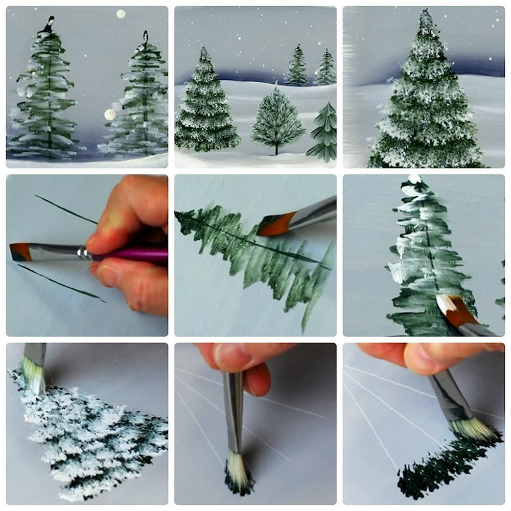 Способы рисования елки