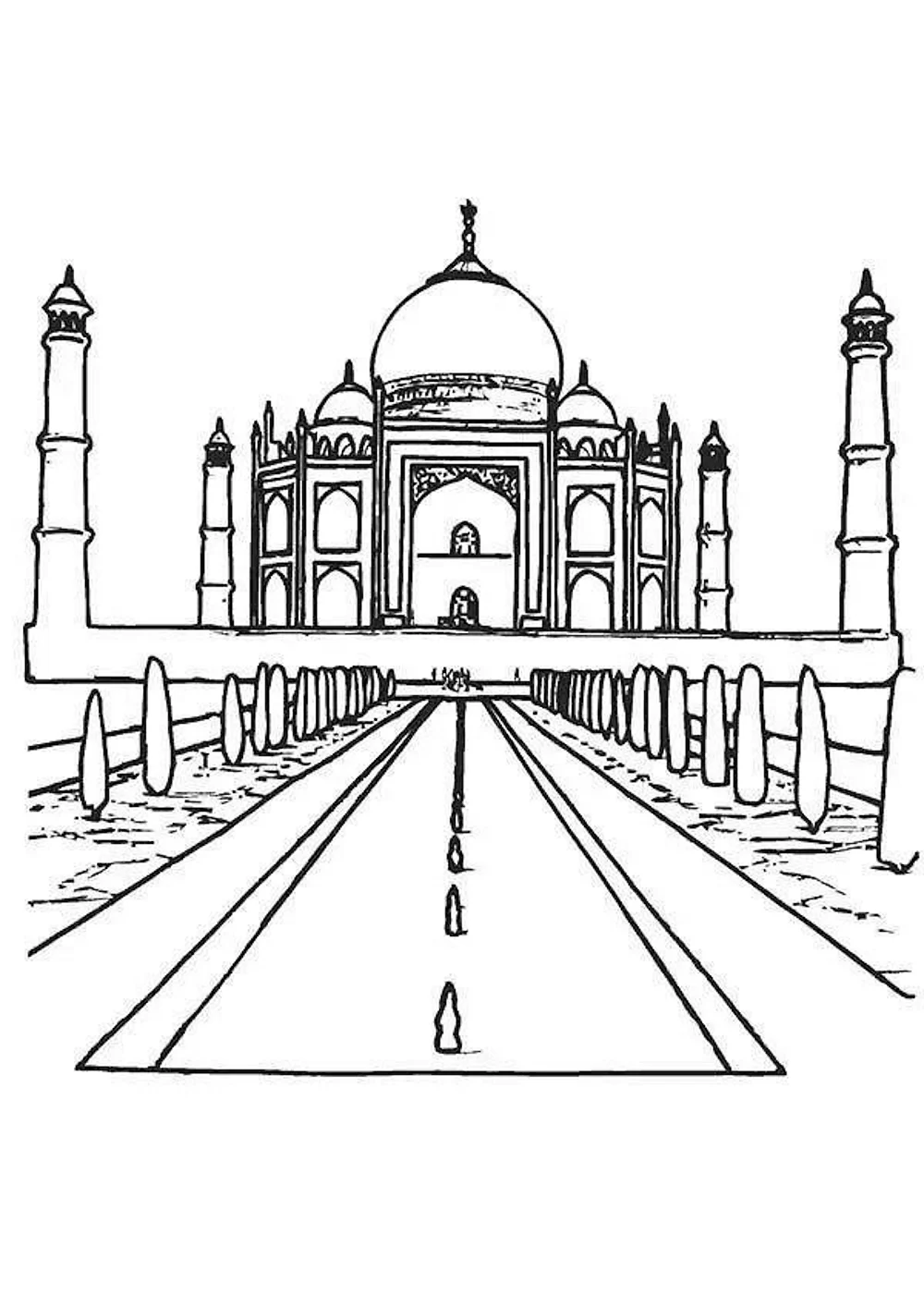 Тадж-Махал Индия раскраска
