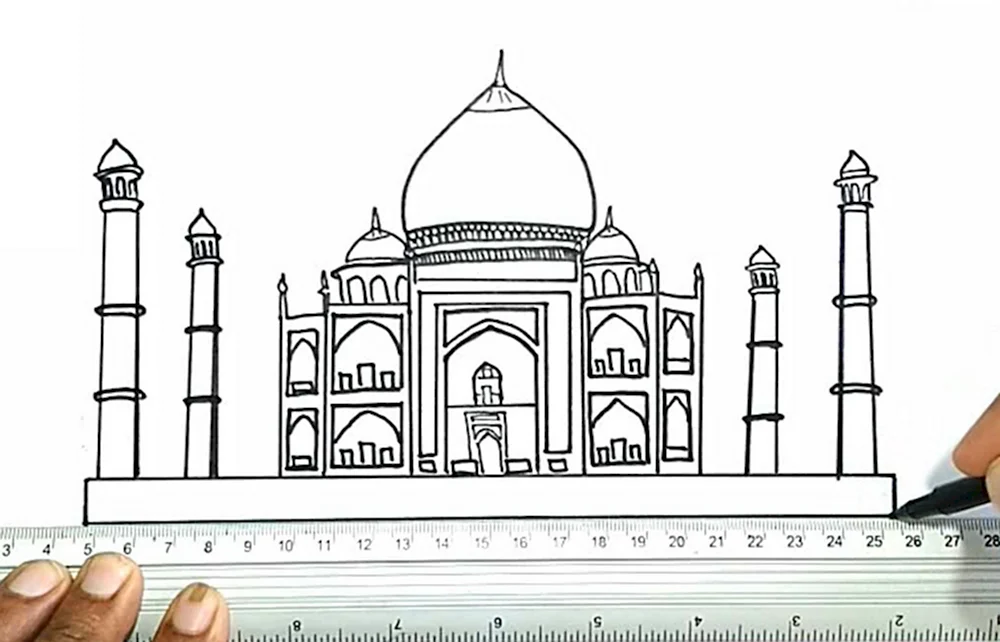 Тадж-Махал Индия рисунок легкий