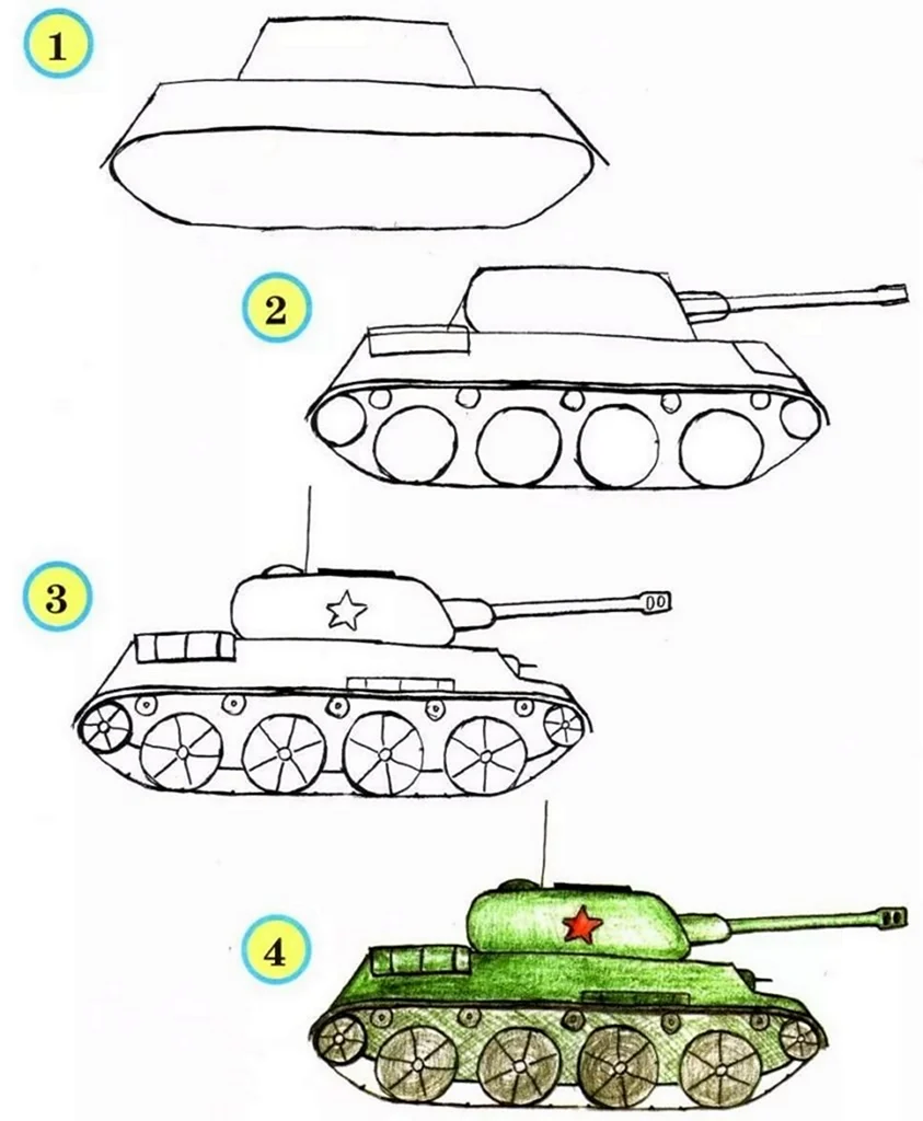 Танк т-34 рисунок для детей