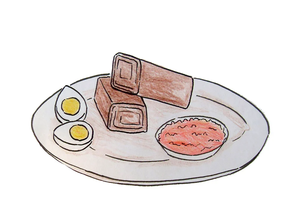 Тарелка с бутербродами рисунок