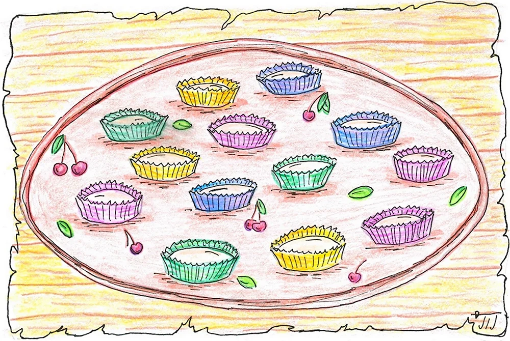 Тарелка с пирогами рисунок