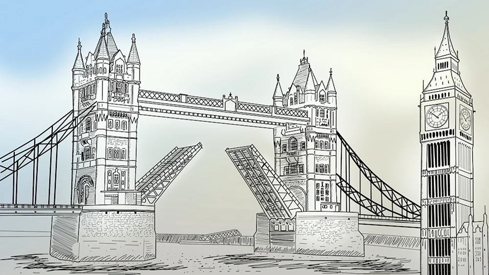 Тауэрский мост Лондон карандашом