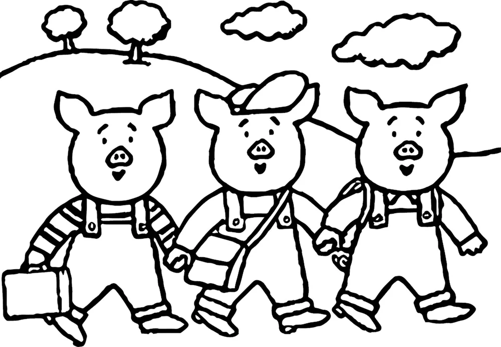 The three little Pigs раскраска