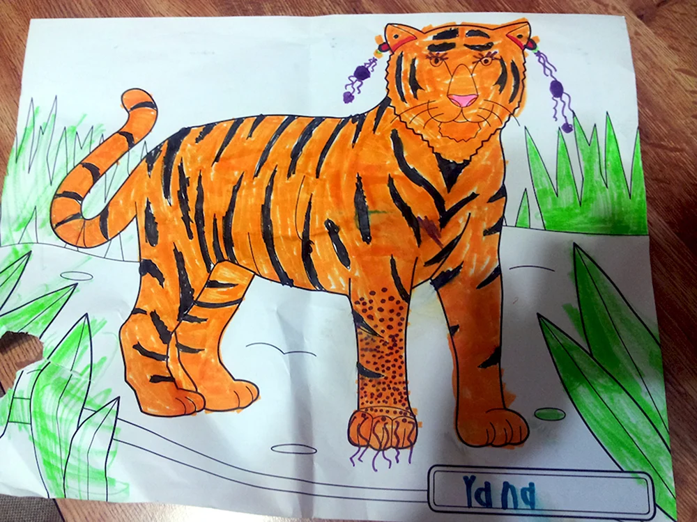 Тигр детские рисунки
