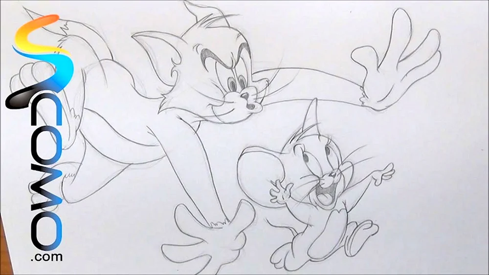 Том и Джерри рисунок карандашом для срисовки