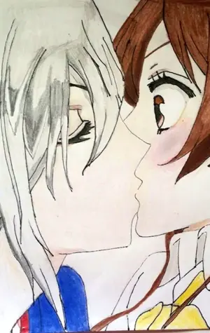 Томоэ и Нанами поцелуй арт