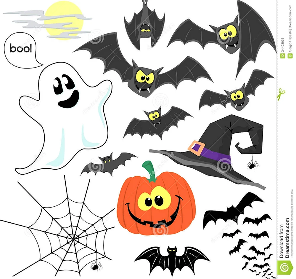 Трафарет тыквы и привидения для Хэллоуина