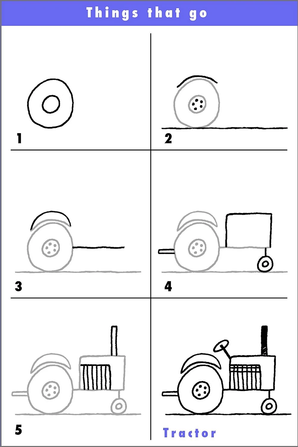 Трактор поэтапное рисование для детей