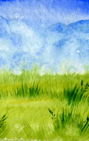 Трава поле акварель
