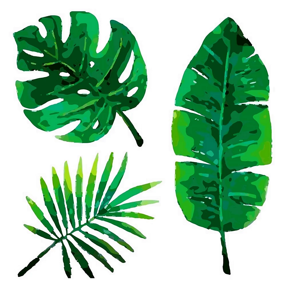 Тропические листья акварелью