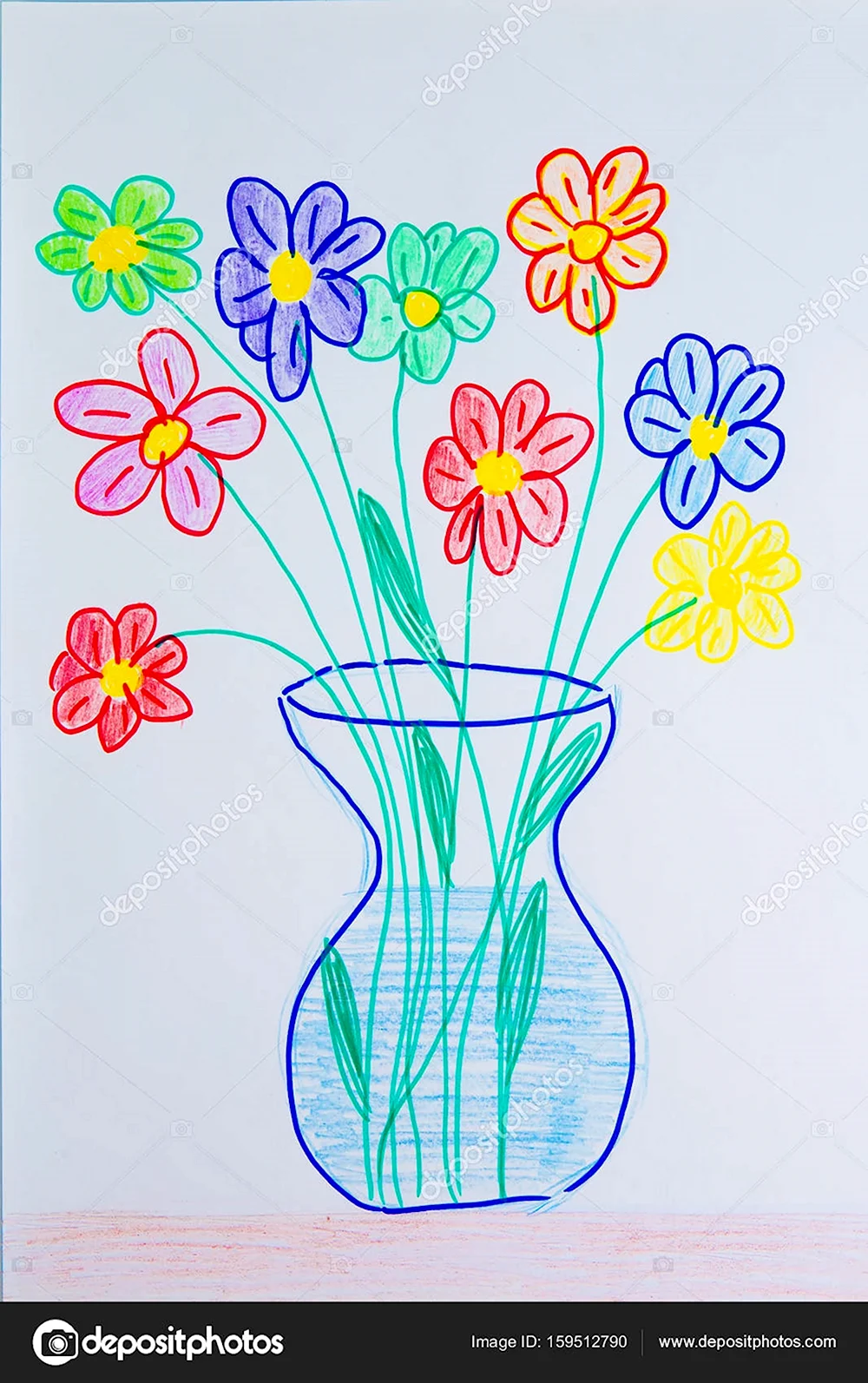 Цветные цветы в вазе для детей