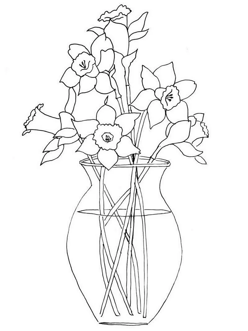 Цветы в вазе рисунок