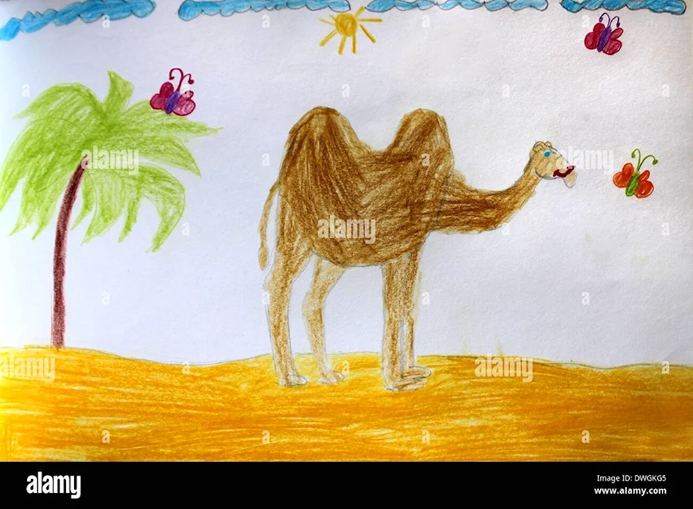 Верблюд в пустыне детский