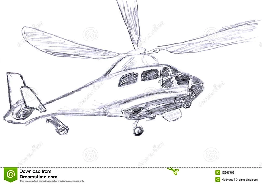 Вертолет набросок карандашом