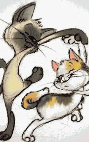 Веселая кошка рисунок