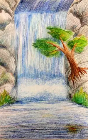 Водопад рисунок карандашом