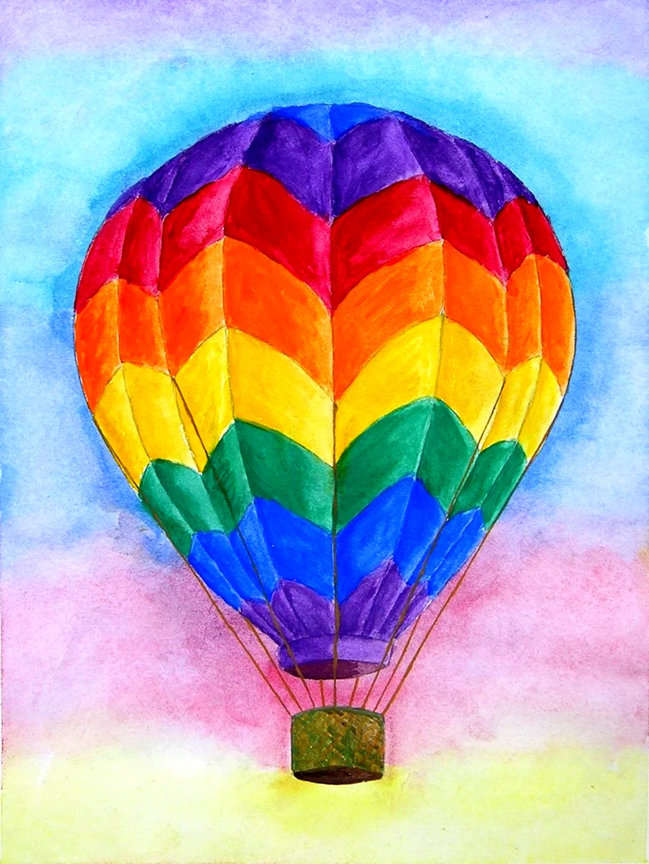 Воздушный шар рисунок гуашью