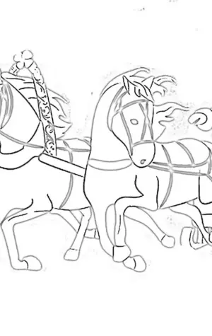 Вытынанка тройка лошадей с дедом Морозом